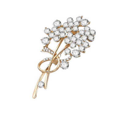 

Flower Bunch Rhinestone Brooch Pin Crystal Plant Breastpin Women Clothes Decoration Jewelry