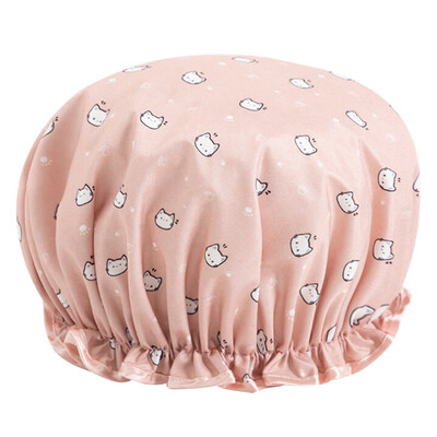 

〖Follure〗Printing Color Waterproof Shower Cap Bathing Cap Double Layered Shower Hat