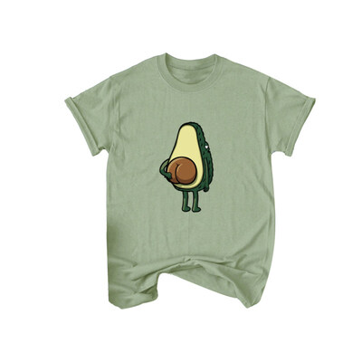 

Funny Cartoon Avocado Print Summer Women Tee Top Round Neck Short Sleeve T-Shirt