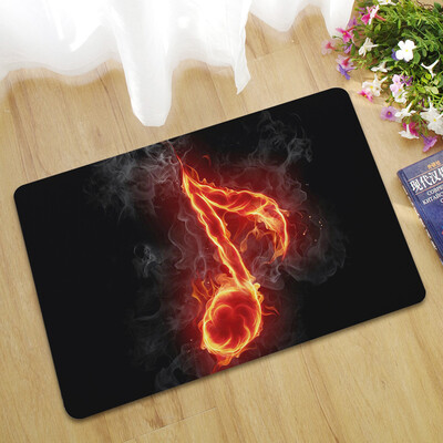 

Toponeto New Music Note Printing Flannel Bathroom Area Rugs Kitchen Carpet Door Mat