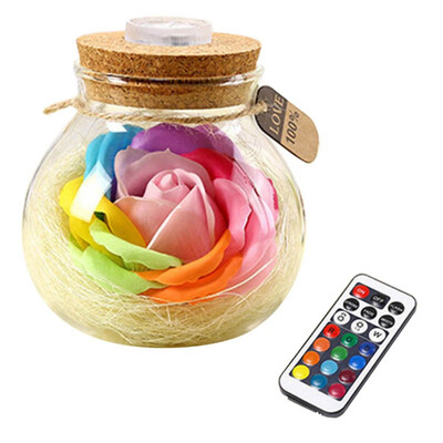 

Romantic Light Valentines Day Gift Led Bulb Rgb Dimmer Lamp Rose Flower Bottle With Remote Control For Mom Girl Birthday Gift