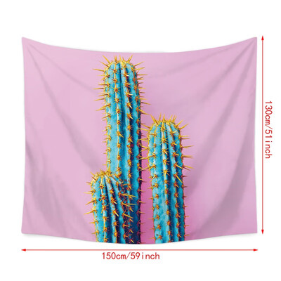 

Watercolor Cactus Printed Tapestry Polyester Fabric Hippie Bohemian Print Home Decor Wall Hanging Tapestry Beach Throw Blanket