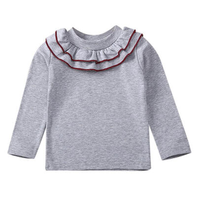 

New Autumn Baby Girl Long Sleeve Cotton T-Shirts Kids Solid Printed Tops Tees Casual Blouse