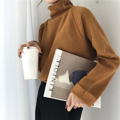 

Autumn New Women Sweater Casual Loose Turtleneck Knitted Jumpers 2018 Long Batwing Sleeve Crocheted Pullovers Streetwear Winter