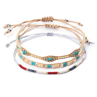 

Bohemian Crystal Beads Braided Rope Bracelets for Women Charms Weave Rope Chain Bracelet Jewelry New