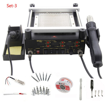 

Gordak 863 3 in 1 Digita Hot Air Heat Gun BGA Rework Solder Station Electric Soldering iron IR Infrared Preheating Station 220V
