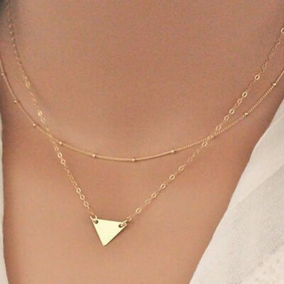 

Women Multilayer Chain Geometric Triangle Short Necklace