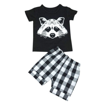 

Infant Baby Boys 2 PCS Set 12M-5Y Fox Head Printed T-shirt Striped Short Newborn Baby Boys Summer Clothing Set