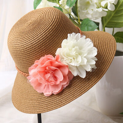 

Fashion Baby Girls Kids Summer Hats Straw Sun Beach Hat Lace Flower Sun Cap