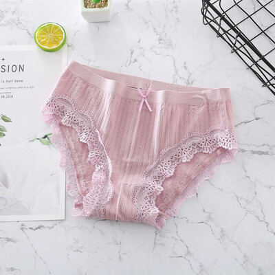 

Female Modal Lace Mid-Rise Breathable Panties Sexy Traceless Bow Twist Cotton Panties Seamless Underwear Briefs Lingeries