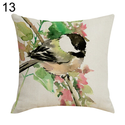 

Linen Bird Branch Print Square Pillow Case Cushion Cover Home Sofa Car Bed Decor