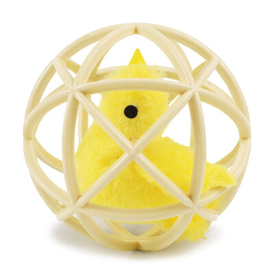 

Electronic Simulation Squeaky Cat Toy Playful Spherical Woven Cage Ball Within Plush Doll Interactive Cat Toy Gatos