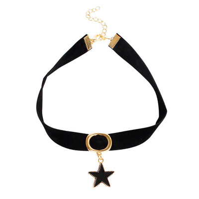 

Gothic Style Star Pendant Women Girls Velvet Collar Chains Zinc Alloy Fashion Necklace Jewelry