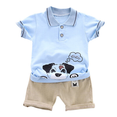 

New Cartoon Dog Print Summer Children Boys Clothes Sets Boy Casual 2Pcs Kids T-shirt TopsShorts Clothes Suit