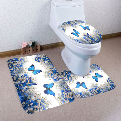 

Tailored 3PCS Christmas Bathroom Non-Slip Pedestal Rug Lid Toilet Cover Bath Mat Set