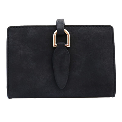 

Women Solid Color Leaf Buckle Card Key Coin Holder Purse Short Wallet Clutch Bag