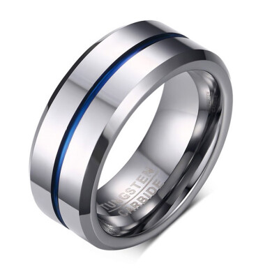 

Fashion Thin Blue Line Tungsten Ring 8MM Tungsten Carbide Rings for Men