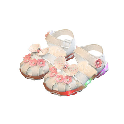 

12M-36M Baby Girl Sandals LED Lighting Glow Baby Shoes PU Flower Fashion LED Lighting Sandals for Girls Sneakers