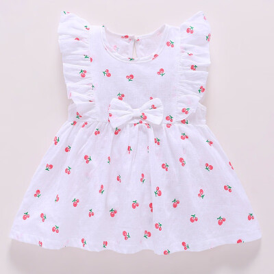 

Girls Dress Children Summer Cute Girls Cotton Cute Breathable Floral Print Sleeveless Sweet Princess Dress