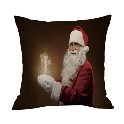 

Tailored Happy Christmas Pillow Cases Linen Sofa Cushion Cover Home Decor Pillow Core