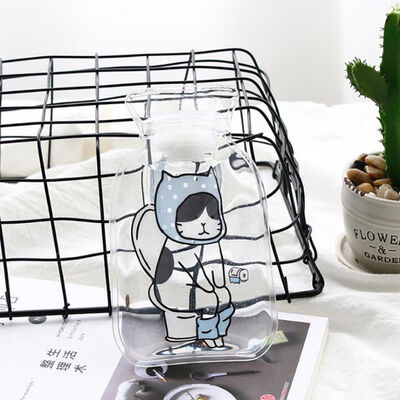 

Practical Cartoon Clear Hot Water Bottle Hand Feet Warmer Portable Water Injection Bag Winter Gift Winter Daily Supplies