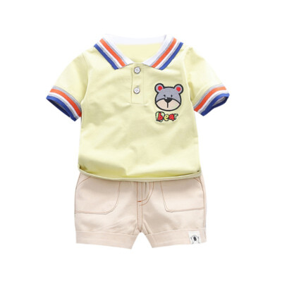 

Summer Kids Boys Clothes Set Short Sleeve Cartoon Bear Print Tops Blouse T-shirtShorts Children Casual Outfits Boy Costume Sets