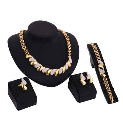 

Unique Waterdrop Shape Pendants Round Joining Chains Necklace Bracelets Ring Earrings Set