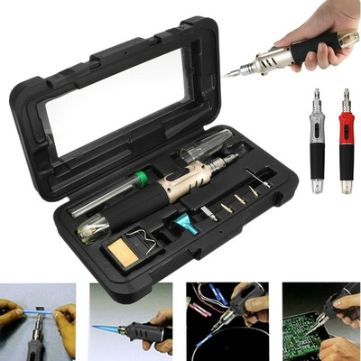 

10 In 1 HS-1115K Professional Butane Gas Welder Soldering Iron Set Torch Pen Tool Kit