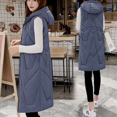 

Tailored Women Solid Long Outerwear Cotton Jackets Pocket Loose Hooded Vest Coats