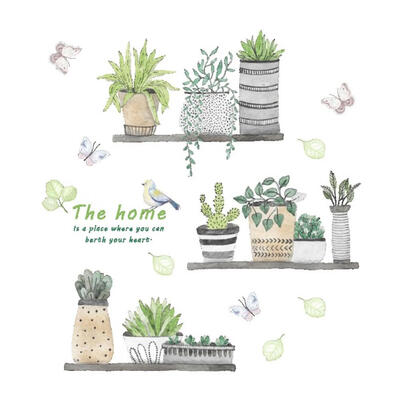 

Garden Plant Bonsai Flower Butterfly Wall Stickers Home Decor Living Room Kitchen PVC Wall Decals DIY Mural Art Decoration