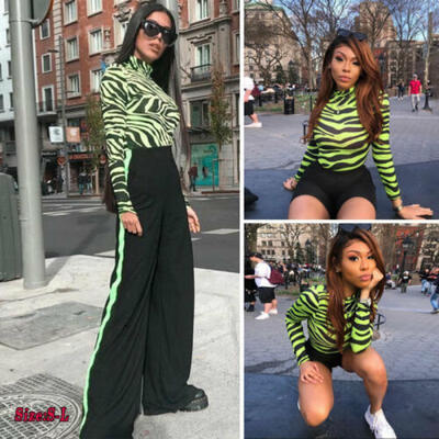 

US Sexy Ladies Long Sleeve Perspective Mesh Sexy Playsuit Stretch Leotar Clothes