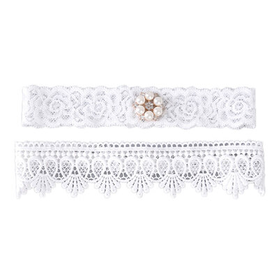 

2Pcs Wedding Bridal Pearl Garter Women Sexy Lace Crystal Leg Ring Stretch Prom Garters Set Lingerie
