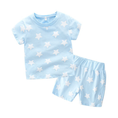 

Fashion Baby Boy clothes Summer Cotton Stripe Star printed Short Sleeve T-shirtShorts casual Set