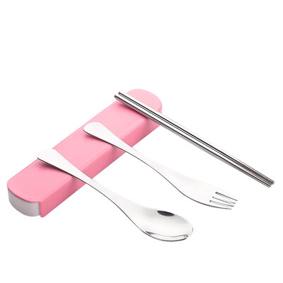 

Toponeto 3PCS Portable Flatware Spoon Fork Chopsticks Tableware Set Stainless Steel