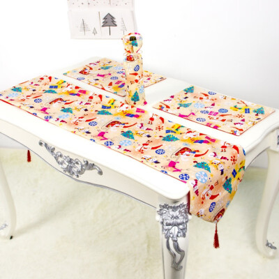 

Kitchen Supplres Kit 1 Table Runner 4 Placemats And 2 Wine Bottle Covers Christmas Table Decoration