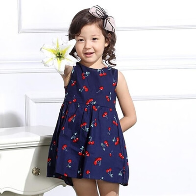 

Childrens Clothing Girl Parent-child Outfit Printing Tied Rope Korean Version Sleeveless Vest Dress