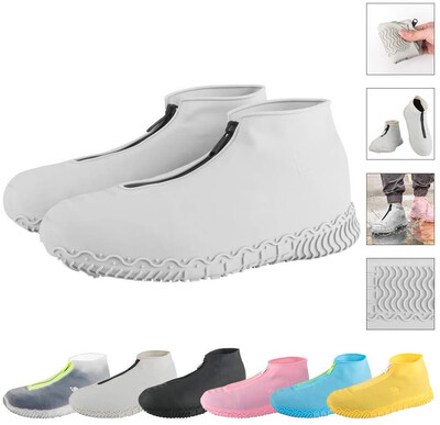 

Reusable silicone waterproof shoe cover zipper no slip silicone shoe cover suitable for children adults