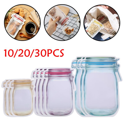 

102030pcs Mason Jar Zipper Bags Food Storage Snack Sandwich Ziplock Reusable Seal