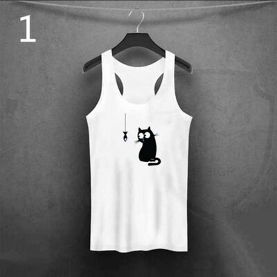 

19 FASHION NEW Women summer sexy round collar sleeveless cat print t shirt vest t shirt tank top slim fit casual vest