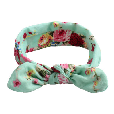 

Print Flowers Girls Headband Rabbit Bow knot Ear Hairband Turban Knot Head Wraps baby Girls Clothing Accessories