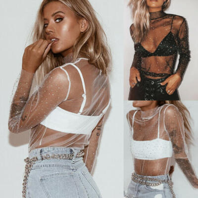 

Sexy Women Bikini Cover Up Summer Beach Swimwear Bathing Crop Top Blouse US
