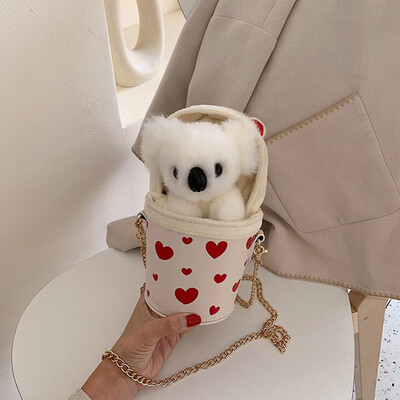 

Tailored Fashion Women Girl Plush Bear Fanny Pack Crossbody Bag Chain Cute Winter Bag