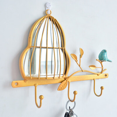 

Concise Bird Cage Shape Storage Rack Wall Mounted Iron Shelf Home Decoration 1PC
