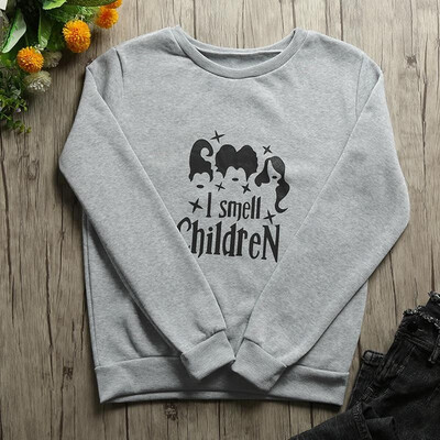 

Women Halloweens Sweatshirt I smell ChildreN Letters Printed Long Sleeves Pullovers Warm Casual Tops Outwear