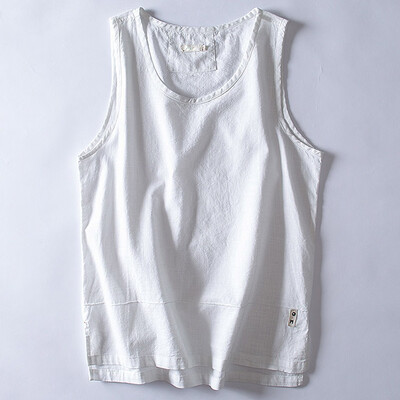 

Toponeto Mens Casual Cotton Vest Loose Solid Color Breathable Tops Loose Sleeveless Tee