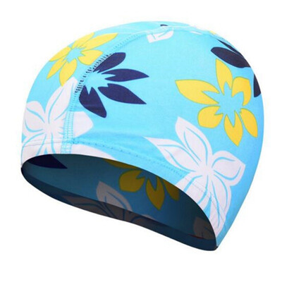

New print flower swimming cap waterproof Protect Ears Long Hair swim pool hat for adults&kids training swim hat cap