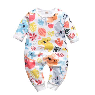 

Baby Set 0-18M Autumn Infant Baby Girls Boys Long Sleeve Cartoon Print Rompers Kids Casual Jumpsuit