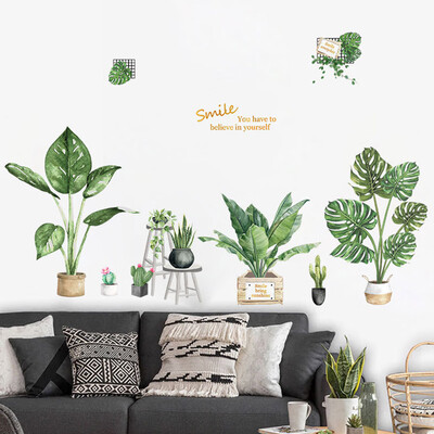 

Gobestart DIY Beach Tropical Palm Leaves Wall Stickers Modern Art Vinyl Decal Wall Mural