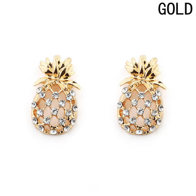 

1 Pair Fashion Personality Silver Blue Crystal Pineapple Earrings Imitation Diamonds Exquisite Women