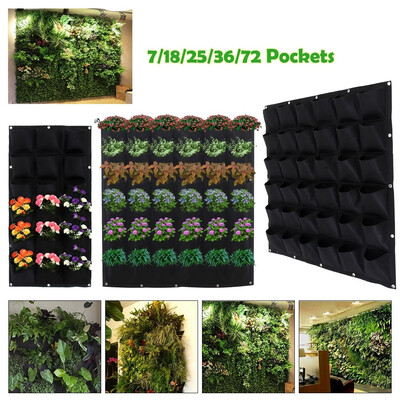 

718253672 Pockets Garden Grow Bag Pockets Vertical Planter Wall-mounted Gardening